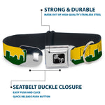 Dog Bone Seatbelt Buckle Collar - Seattle Skyline Yellow/Emerald Green