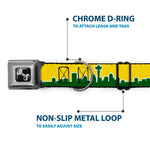 Dog Bone Seatbelt Buckle Collar - Seattle Skyline Yellow/Emerald Green