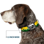 Dog Bone Seatbelt Buckle Collar - Seattle Skyline Yellow/Emerald Green