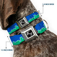 Load image into Gallery viewer, Dog Bone Seatbelt Buckle Collar - Seattle Skyline Blue/Green
