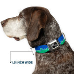 Dog Bone Seatbelt Buckle Collar - Seattle Skyline Blue/Green