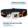 Load image into Gallery viewer, Dog Bone Seatbelt Buckle Collar - Surfboard Cali Scenes/US Flag Brown