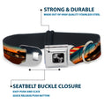 Load image into Gallery viewer, Dog Bone Seatbelt Buckle Collar - Surfboard Cali Scenes/US Flag Stacked Brown