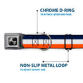 Load image into Gallery viewer, Dog Bone Seatbelt Buckle Collar - Stripe Navy/White/Orange