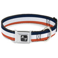 Load image into Gallery viewer, Dog Bone Seatbelt Buckle Collar - Stripe Navy/White/Orange
