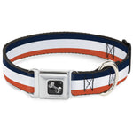 Dog Bone Seatbelt Buckle Collar - Stripe Navy/White/Orange