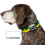 Dog Bone Seatbelt Buckle Collar - Seattle Skyline Green/Yellow