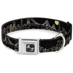 Dog Bone Seatbelt Buckle Collar - San Francisco w/Moon Vivid Skyline Black