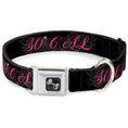 Load image into Gallery viewer, Dog Bone Seatbelt Buckle Collar - SO CAL Script/Wings Black/Gray/Pink