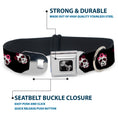 Load image into Gallery viewer, Dog Bone Seatbelt Buckle Collar - Staggered Sugar Skulls Black/Pink/White
