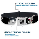 Dog Bone Seatbelt Buckle Collar - Staggered Sugar Skulls Black/White/Pink