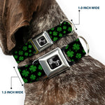 Dog Bone Seatbelt Buckle Collar - St. Pat's Clovers Scattered Black/Green