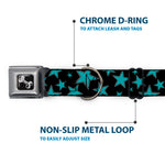 Dog Bone Seatbelt Buckle Collar - Stars/Multi Stars Black/Turquoise