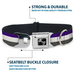 Dog Bone Black/Silver Seatbelt Buckle Collar - Stripes Purple/White/Gray