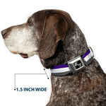 Dog Bone Black/Silver Seatbelt Buckle Collar - Stripes Purple/White/Gray
