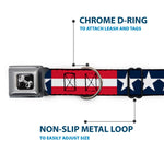 Dog Bone Seatbelt Buckle Collar - Stars & Stripes Blue/White/Red/White