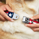 Dog Bone Seatbelt Buckle Collar - Stars & Stripes Blue/White/Red/White