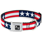 Dog Bone Seatbelt Buckle Collar - Stars & Stripes Blue/White/Red/White