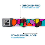 Dog Bone Seatbelt Buckle Collar - Stained Glass Mosaic2 Multi Color/Navy