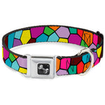 Dog Bone Seatbelt Buckle Collar - Stained Glass Mosaic2 Multi Color/Navy
