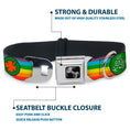 Load image into Gallery viewer, Dog Bone Seatbelt Buckle Collar - St. Pat's Rainbow/Coins