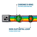 Load image into Gallery viewer, Dog Bone Seatbelt Buckle Collar - St. Pat's Rainbow/Coins