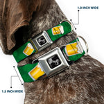 Dog Bone Seatbelt Buckle Collar - St. Pat's Clovers/Beer Mugs Greens