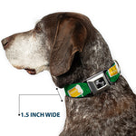 Dog Bone Seatbelt Buckle Collar - St. Pat's Clovers/Beer Mugs Greens