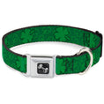 Load image into Gallery viewer, Dog Bone Seatbelt Buckle Collar - St. Pat's Clovers Scattered2 Outline/Solid Greens