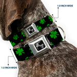 Dog Bone Seatbelt Buckle Collar - St. Pat's Clovers Scattered2 Black/Green