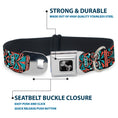 Load image into Gallery viewer, Dog Bone Seatbelt Buckle Collar - Totem Carvings Black/White/Orange/Turquoise
