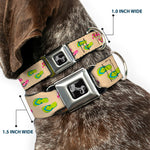 Dog Bone Seatbelt Buckle Collar - Tropical Flip Flops Tan/Multi Color