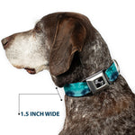 Dog Bone Seatbelt Buckle Collar - Tie Dye Reflection Turquoise Blues