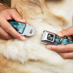 Dog Bone Seatbelt Buckle Collar - Tie Dye Reflection Turquoise Blues