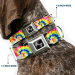 Dog Bone Seatbelt Buckle Collar - Tie Dye Swirl Multi Color/White
