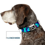 Dog Bone Seatbelt Buckle Collar - Tie Dye Swirl Purples/Blues