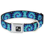 Dog Bone Seatbelt Buckle Collar - Tie Dye Swirl Purples/Blues