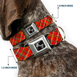 Dog Bone Seatbelt Buckle Collar - Tartan Plaid2 Red/Green/Yellow