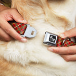 Dog Bone Seatbelt Buckle Collar - Tartan Plaid2 Red/Green/Yellow