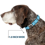 Dog Bone Seatbelt Buckle Collar - Triple Stripe White/Blue