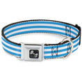 Load image into Gallery viewer, Dog Bone Seatbelt Buckle Collar - Triple Stripe White/Blue