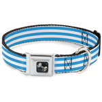 Dog Bone Seatbelt Buckle Collar - Triple Stripe White/Blue
