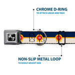 Dog Bone Black/Silver Seatbelt Buckle Collar - Tulsa Oklahoma City Flag Navy Blue/Gold/Red/Beige