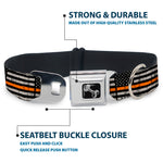 Dog Bone Black/Silver Seatbelt Buckle Collar - Thin Orange Line Flag Weathered Black/Gray/Orange