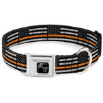 Dog Bone Black/Silver Seatbelt Buckle Collar - Thin Orange Line Flag Weathered Black/Gray/Orange