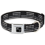 Dog Bone Black/Silver Seatbelt Buckle Collar - Thin Gray Line Flag Weathered Black/Grays