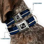 Dog Bone Black/Silver Seatbelt Buckle Collar - Thin White Line Flag Weathered Black/Blue/White