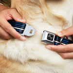 Dog Bone Black/Silver Seatbelt Buckle Collar - Thin White Line Flag Weathered Black/Blue/White