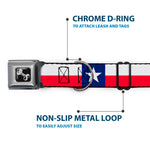 Dog Bone Black/Silver Seatbelt Buckle Collar - Texas Flag Continuous Repeat