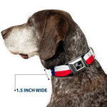 Dog Bone Black/Silver Seatbelt Buckle Collar - Texas Flag Continuous Repeat